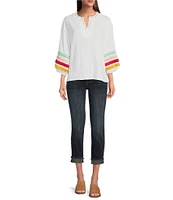 KUT from the Kloth Amy Stretch Denim High Rise Straight Leg Double Button Cropped Jeans