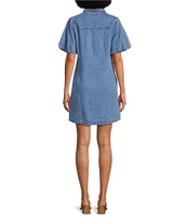 KUT from the Kloth Blanca Point Collar Short Sleeve Denim Dress