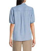 KUT from the Kloth Harriet Point Collar Short Ballon Sleeve Button Down Top