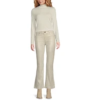 KUT from the Kloth Kelsey Coated Denim Flare Leg High-Rise Fab Ab Technology Ankle Length Jean