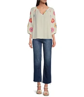 KUT from the Kloth Kelsey High Rise Flare-Inset Leg Fab Ab Technology Stretch Denim Jeans