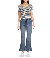 KUT from the Kloth Kelsey High-Rise Wide Leg Bottom-Inset Ankle Jeans