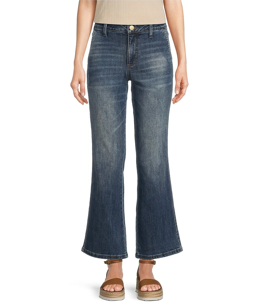 KUT from the Kloth Kelsey Stretch Denim Mid Rise Flare Leg Ankle Jeans