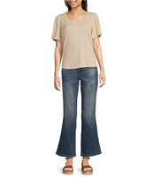 KUT from the Kloth Kelsey Stretch Denim Mid Rise Flare Leg Ankle Jeans