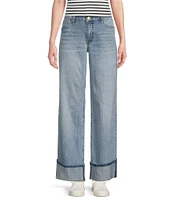 KUT from the Kloth Meg Fab-Ab High Rise Wide Leg Roll-Up Jeans