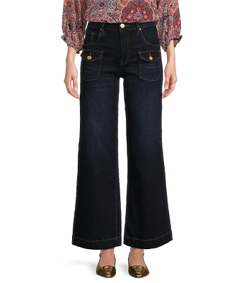 KUT from the Kloth Meg High Rise Wide Leg Flap-Patch Pocket Jean