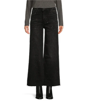 KUT from the Kloth Meg Rhinestone Embellished Wide Leg High-Rise Fab Ab Raw Hem Ankle Length Jeans