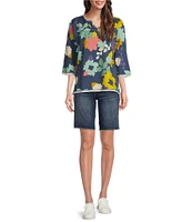 KUT from the Kloth Natalie Stretch Denim Mid Rise Bermuda Shorts
