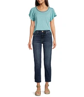 Kut From The Kloth Rachael High Rise Straight Leg Raw Hem Mom Jean