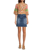 KUT from the Kloth Rosetta Denim Skirt