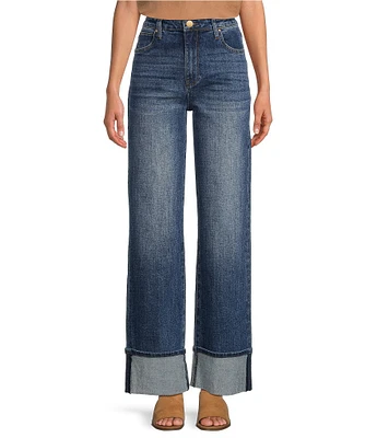 KUT from the Kloth Sienna High Rise Wide Leg Roll-Up Hem Jeans