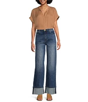 KUT from the Kloth Sienna High Rise Wide Leg Roll-Up Hem Jeans