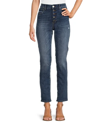 KUT from the Kloth Stevie High Rise Straight Leg Exposed Button Fly Denim Jeans