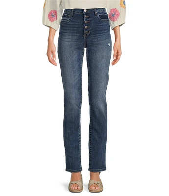 KUT from the Kloth Stevie High Rise Straight Leg Exposed Button Fly Denim Jeans