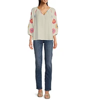 KUT from the Kloth Stevie High Rise Straight Leg Exposed Button Fly Denim Jeans