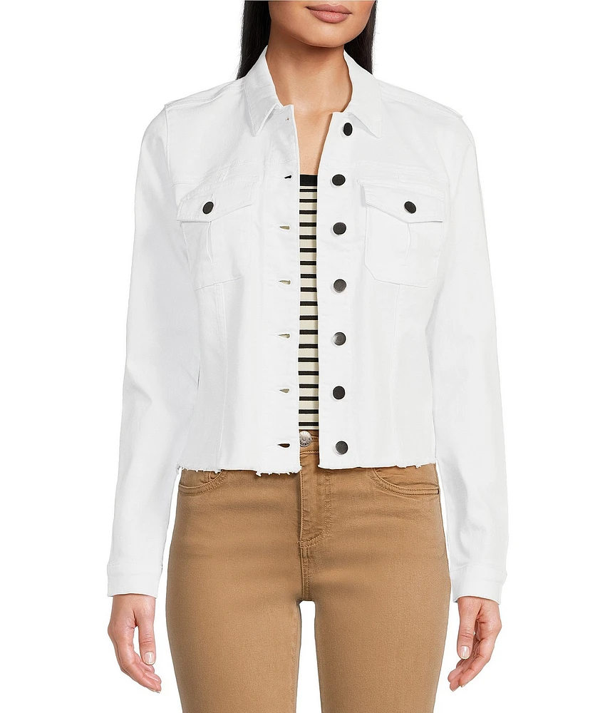 KUT from the Kloth Stretch Denim Point Collar Long Sleeve Jacket