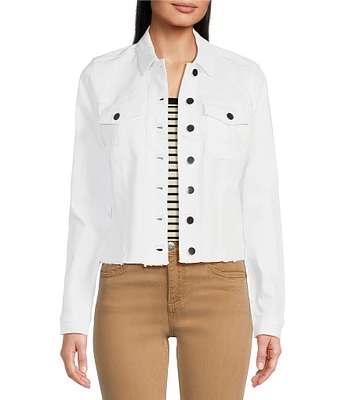 KUT from the Kloth Stretch Denim Point Collar Long Sleeve Jacket