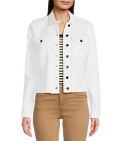 KUT from the Kloth Stretch Denim Point Collar Long Sleeve Jacket