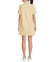 KUT from the Kloth Terra Point Collar Short Sleeve Button Front Cargo Shirt Dress