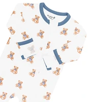 Kyte BABY Baby Boys Bamboo Teddy Bear Print Zip Front Footie