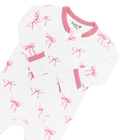 Kyte BABY Baby Girls Bamboo Bow Print Zip Front Coverall