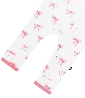 Kyte BABY Baby Girls Bamboo Bow Print Zip Front Coverall