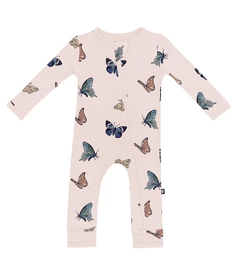 Kyte BABY Baby Girls Bamboo Butterfly Print Zip Front Coverall