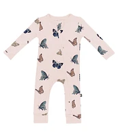 Kyte BABY Baby Girls Bamboo Butterfly Print Zip Front Coverall