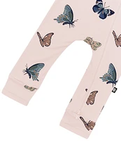 Kyte BABY Baby Girls Bamboo Butterfly Print Zip Front Coverall