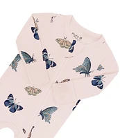 Kyte BABY Baby Girls Bamboo Butterfly Print Zip Front Footie