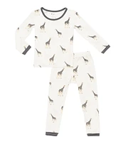 Kyte BABY Little Boys Bamboo Giraffe Print Long Sleeve Top & Pajama Pants Set
