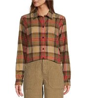 L.L. Bean Scotch Plaid Flannel Spread Collar Long Sleeve Button Down Shirt