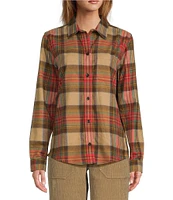 L.L. Bean Scotch Plaid Flannel Spread Collar Long Sleeve Button Down Shirt