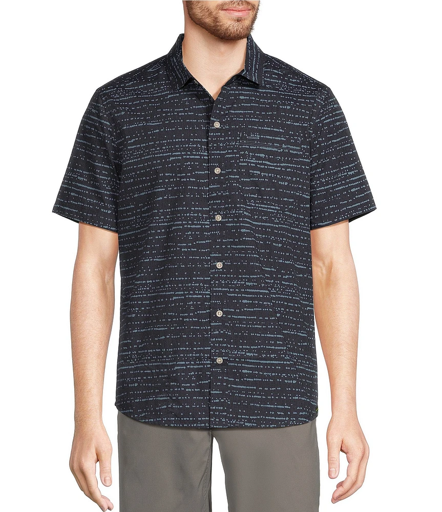 L.L.Bean All-Adventure Dotted Print Short Sleeve Shirt