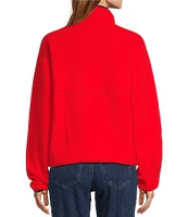 L.L.Bean Bean's Classic Fleece Stand Collar Long Sleeve Stretch Binding Side Pocket Snap Placket Pullover