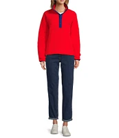 L.L.Bean Bean's Classic Fleece Stand Collar Long Sleeve Stretch Binding Side Pocket Snap Placket Pullover