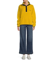 L.L.Bean Bean's Classic Fleece Stand Collar Long Sleeve Stretch Binding Side Pocket Snap Placket Pullover
