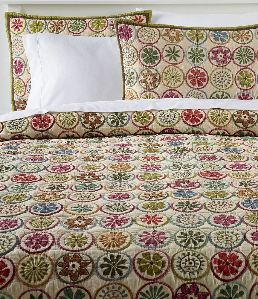 L.L.Bean Blooming Circles Pattered Reversible Quilt