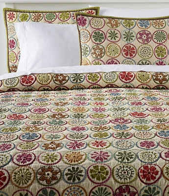 L.L.Bean Blooming Circles Pattered Reversible Quilt