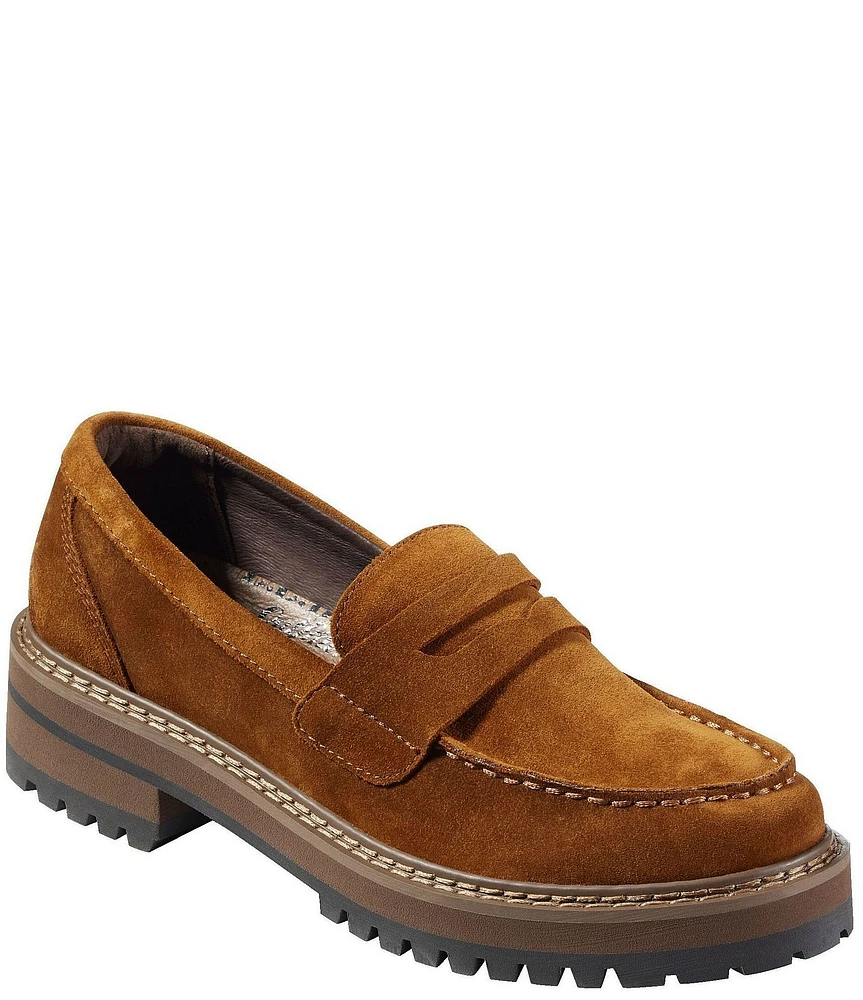 L.L.Bean Camden Hill Penny Suede Lugged Penny Loafers