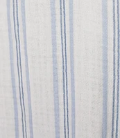 L.L.Bean Cloud Gauze Sea Salt Stripe Split V-Neckline Short Sleeve Top