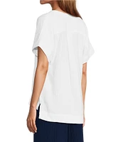 L.L.Bean Cloud Gauze Split V Neckline Short Sleeve Top