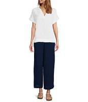 L.L.Bean Cloud Gauze Split V Neckline Short Sleeve Top