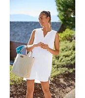 L.L.Bean Cloud Gauze Split V Neckline Sleeveless Cover-Up Dress