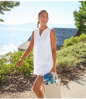 L.L.Bean Cloud Gauze Split V Neckline Sleeveless Cover-Up Dress