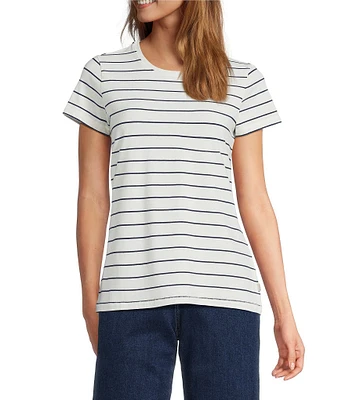 L.L.Bean Crew Neck Short Sleeve Stripe Tee Shirt