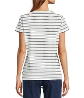 L.L.Bean Crew Neck Short Sleeve Stripe Tee Shirt