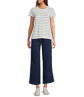 L.L.Bean Crew Neck Short Sleeve Stripe Tee Shirt