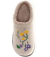 L.L.Bean Daybreak Scuff Floral Motif Wool Clog Slippers