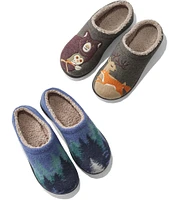 L.L.Bean Daybreak Scuff Forest Friends Motif Slippers